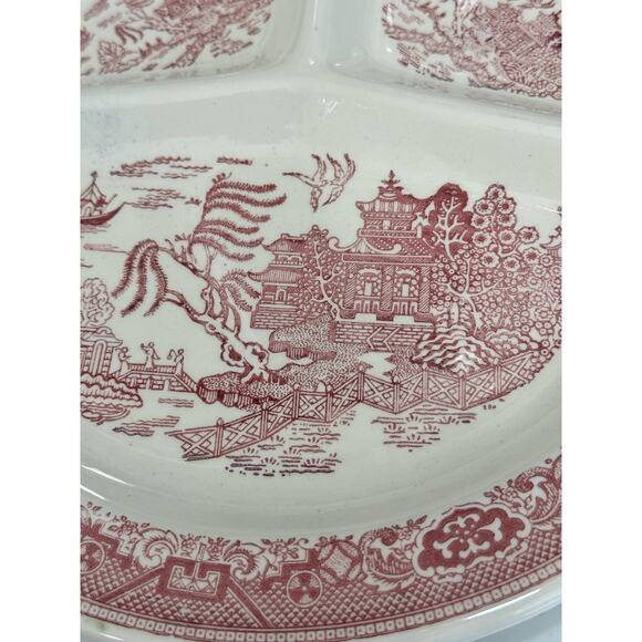 Set of 2 Vintage Pink Willow Royal China Segmented 10.5” Dishes - Picture 7 of 13